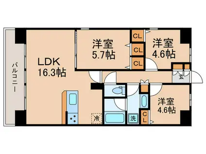 DUE MINAMINAGASAKI(3LDK/9階)の間取り写真