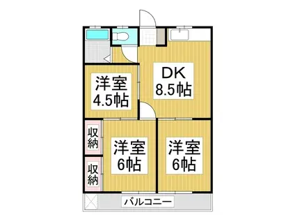 エスポワール楓(3DK/2階)の間取り写真