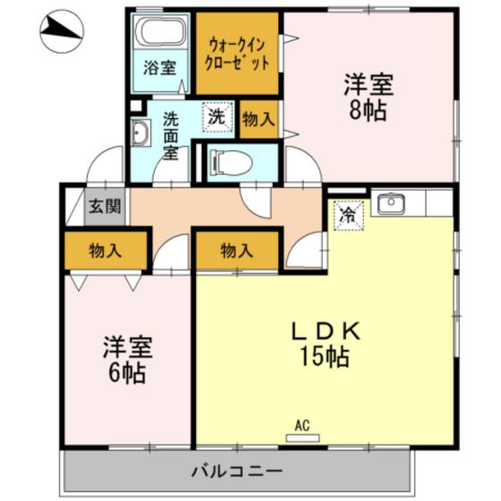 グレースコート(2LDK/2階)の間取り写真