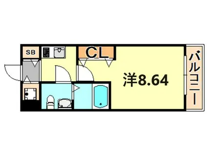 S-RESIDENCE神戸磯上通(1K/8階)の間取り写真