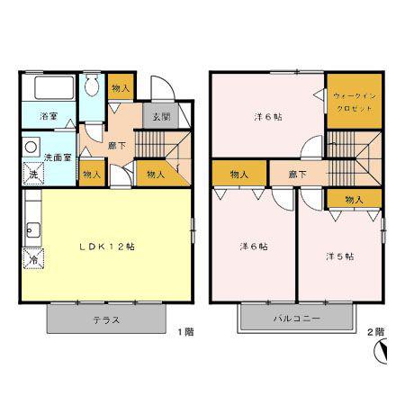 プレミールメゾンB棟(3LDK/1階)の間取り写真
