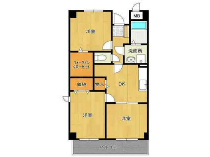 エクセラン春日(3DK/3階)の間取り写真