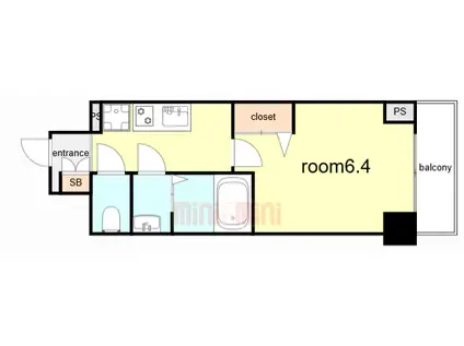 CREST TAPP DITA 神戸西パークフロント(1K/13階)の間取り写真