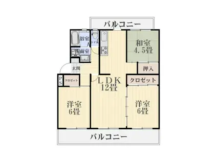 サルヴァトーレ田上2号棟(3LDK/3階)の間取り写真