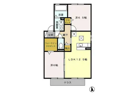 メゾンフローラル(2LDK/1階)の間取り写真