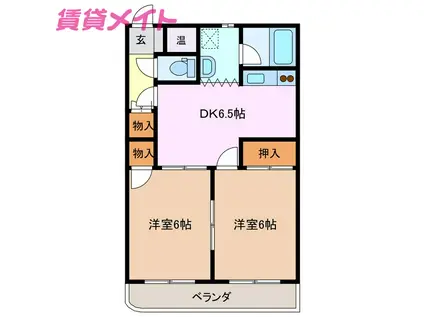 グランドール(2DK/1階)の間取り写真