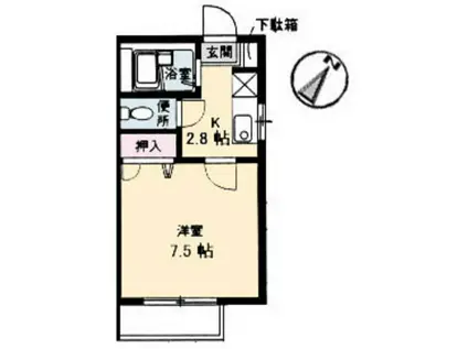 アーバンハウス都(1K/2階)の間取り写真