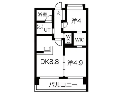 ヒルクレスト大橋グランデⅡ(2DK/4階)の間取り写真