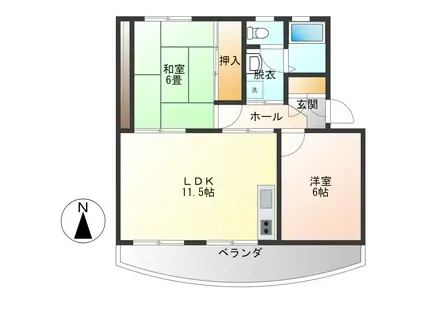 駅北マンションB(2LDK/1階)の間取り写真