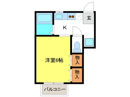 プチパレス銀杏(1K/1階)の間取り写真