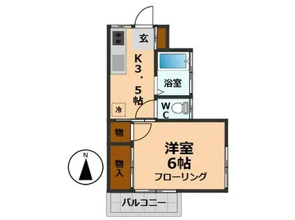 渡辺コーポラス(1K/2階)の間取り写真