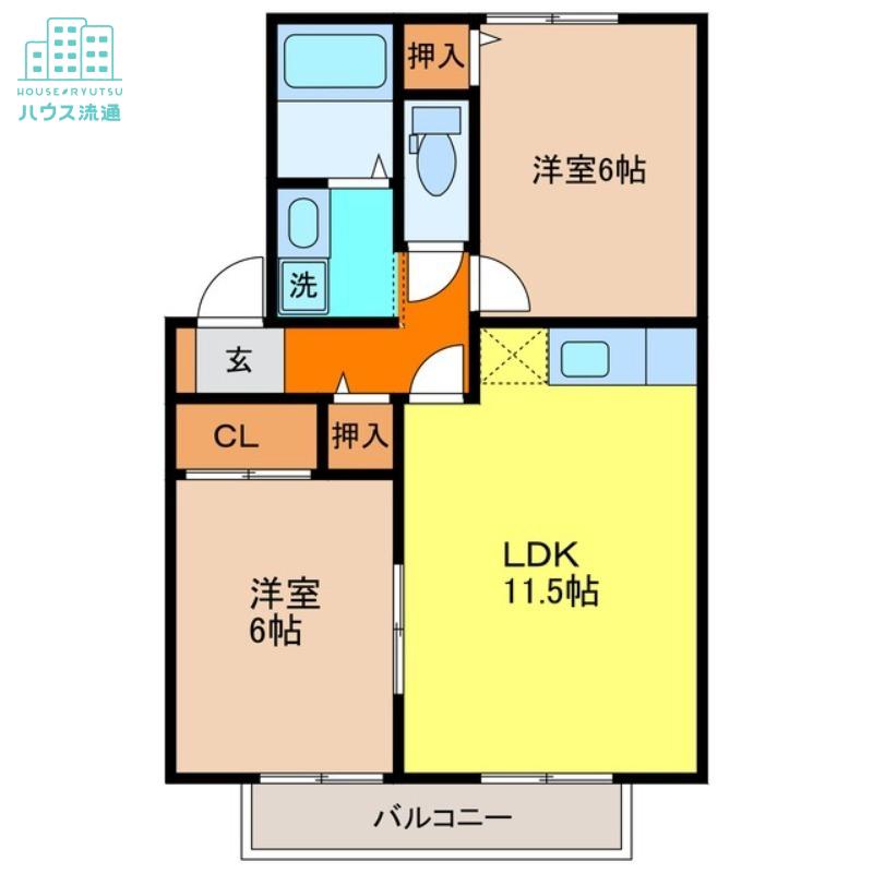セジュールTAKAISHI(2LDK/1階)の間取り写真