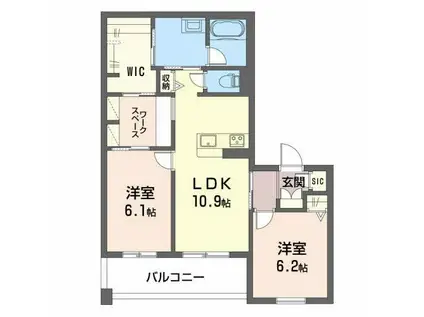 シャーメゾン リジエール サウス(2LDK/2階)の間取り写真