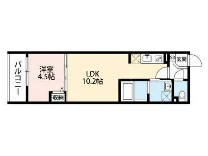ラ ルーチェ 尼崎(1LDK/2階)の間取り写真