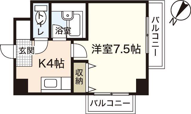 エトワール河地(1K/1階)の間取り写真