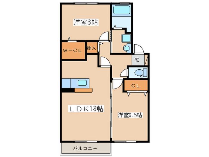 サウス WIND(2LDK/2階)の間取り写真