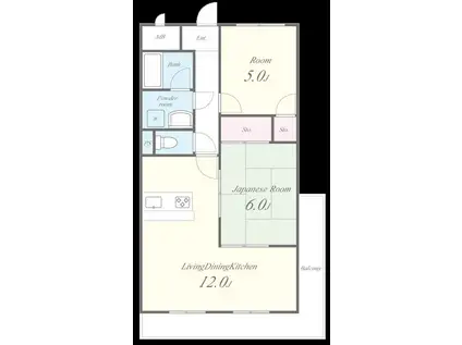 フローリッシュ北田(2LDK/3階)の間取り写真