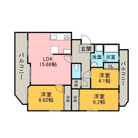 名鉄名古屋本線 有松駅 徒歩15分 3階建 築3年(3LDK/3階)の間取り写真