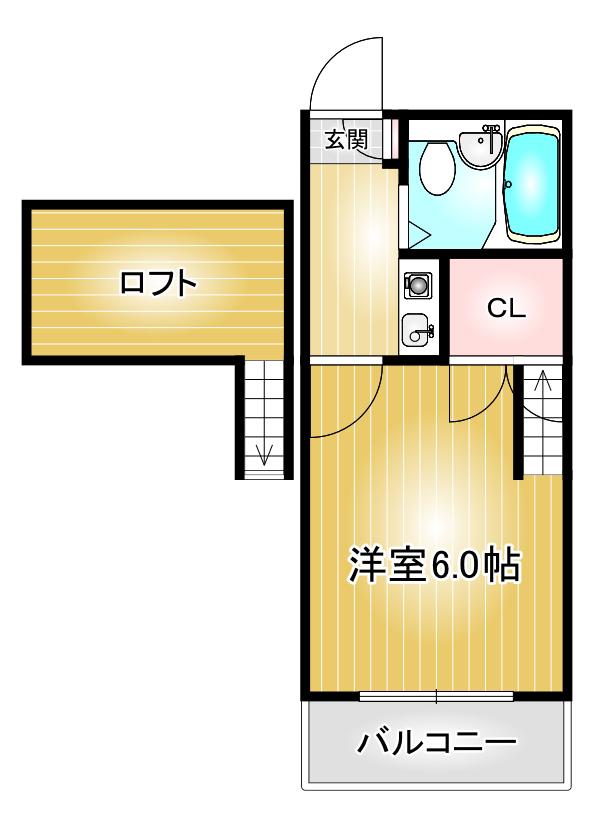 ラ・グラシューズ町南(1K/2階)の間取り写真