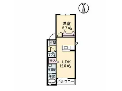 シュエットA棟(1LDK/1階)の間取り写真
