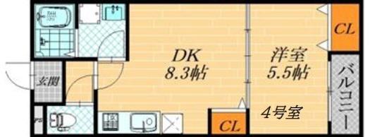 EIKOU菊水通(1LDK/2階)の間取り写真