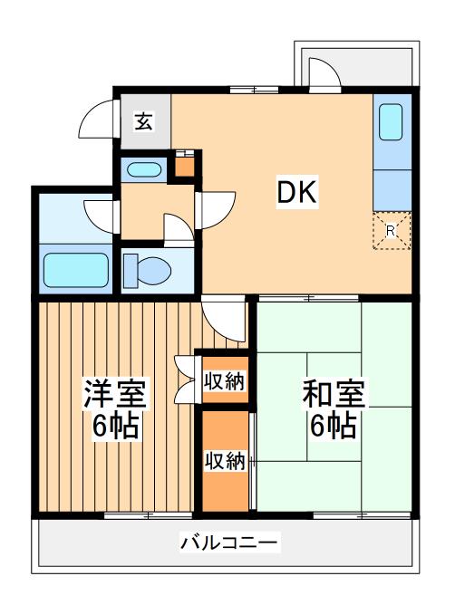 ヒルズ司1(2DK/3階)の間取り写真