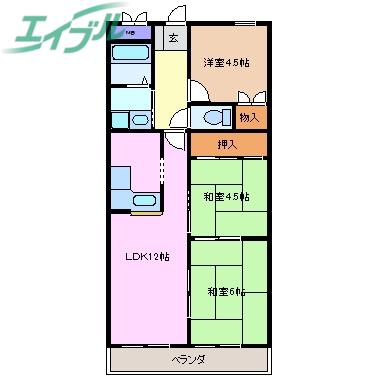 メゾン太平洋(3LDK/3階)の間取り写真