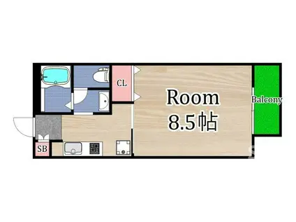 グリーンハイム(1K/2階)の間取り写真