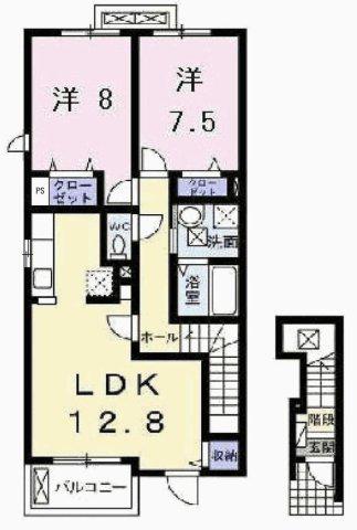カーサフェリーチェII(2LDK/2階)の間取り写真