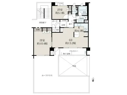 学園前パークハイツ(2LDK/6階)の間取り写真