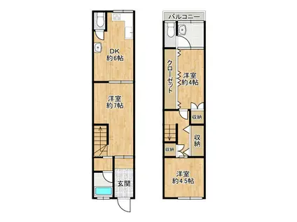 東中浜9丁目7-9(3DK/1階)の間取り写真