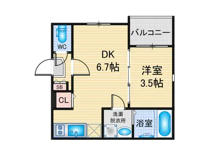 レイパパレ(1DK/1階)の間取り写真