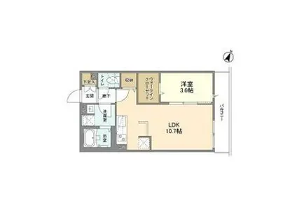 ウェルスクエア渋谷本町(1LDK/1階)の間取り写真