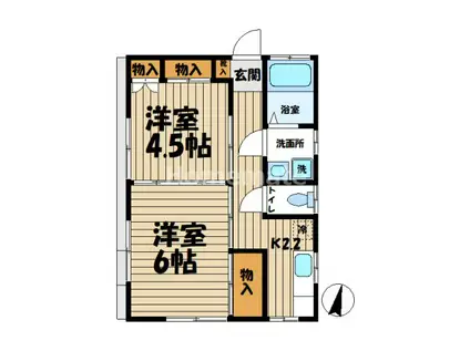 ハイツアオバ(2K/1階)の間取り写真