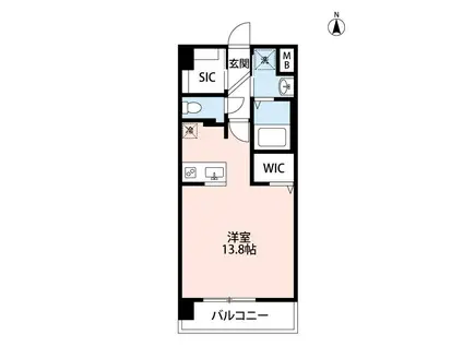 フェリーチェ古城公園(ワンルーム/6階)の間取り写真