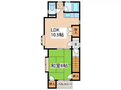 中島アパート(1LDK/2階)の間取り写真