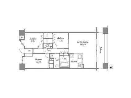 LASANTE東白壁(3LDK/4階)の間取り写真