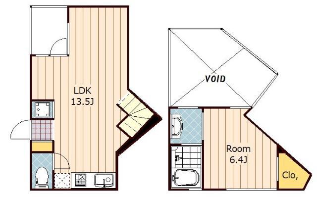 ウエスト APARTMENT(1LDK/4階)の間取り写真