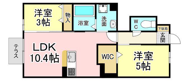 セジュール原町VI(2LDK/1階)の間取り写真