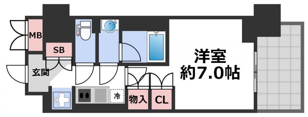 ルネフラッツ谷町四丁目(1K/4階)の間取り写真