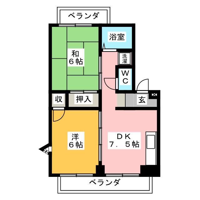レジデンス・ミズノ(2DK/1階)の間取り写真