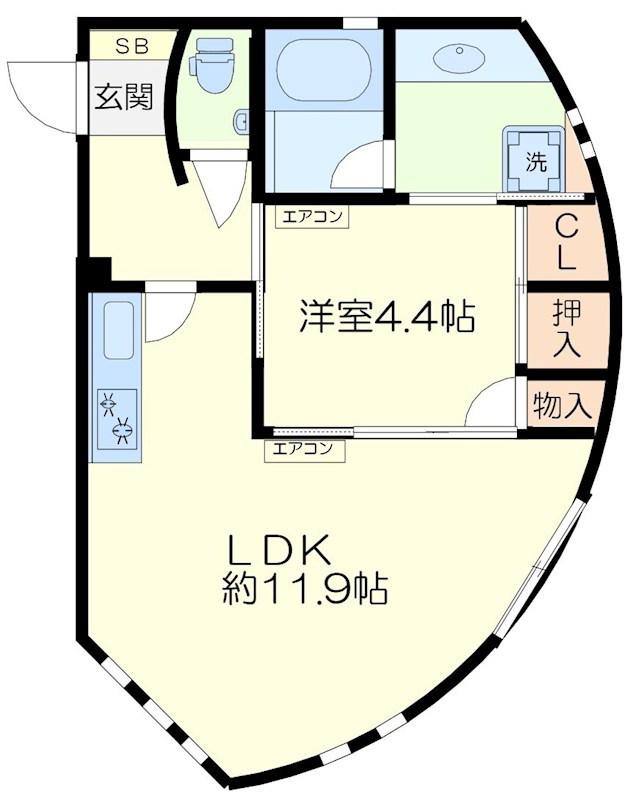 プルメリアガーデン(1LDK/2階)の間取り写真