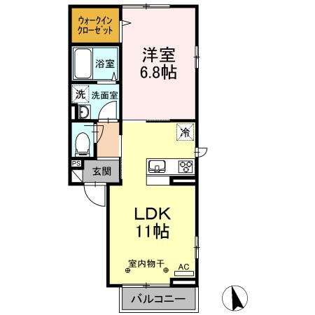 CASA FELICEIII(1LDK/2階)の間取り写真