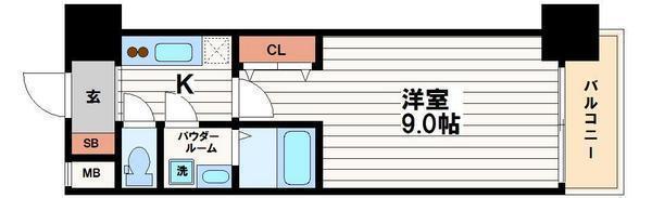 スプランディッド淀屋橋DUE(1K/9階)の間取り写真