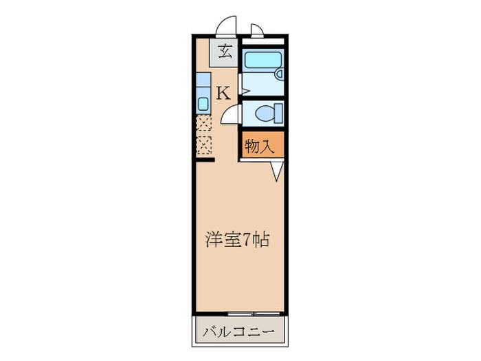 第2アンシックス(1K/1階)の間取り写真