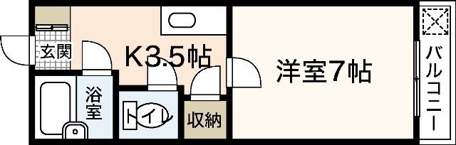 パルコープ五日市(1K/2階)の間取り写真