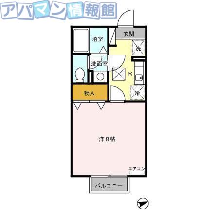 セジュール程島I(1K/1階)の間取り写真