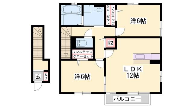グリーンハイツ兼田(2LDK/2階)の間取り写真