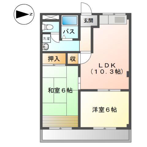 MIO BLD(2LDK/4階)の間取り写真
