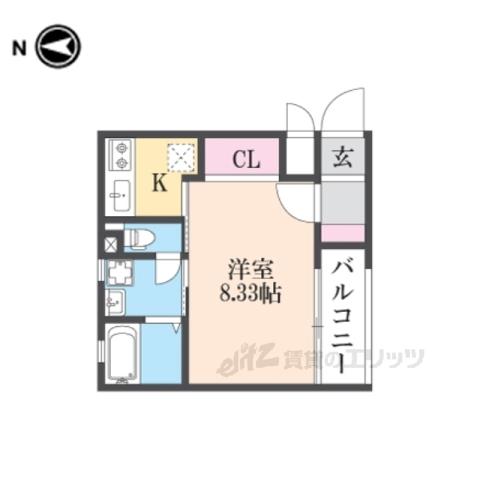 CUBE(1K/2階)の間取り写真